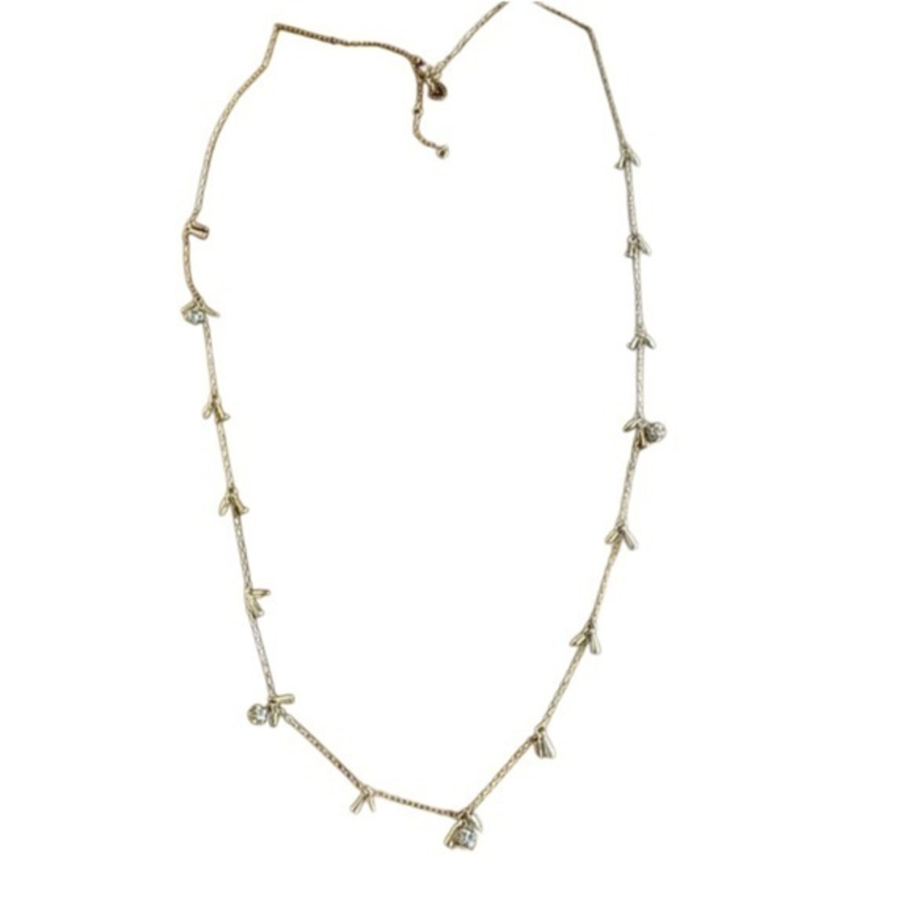 Stella & Dot Gold Necklace with Leaf Charms